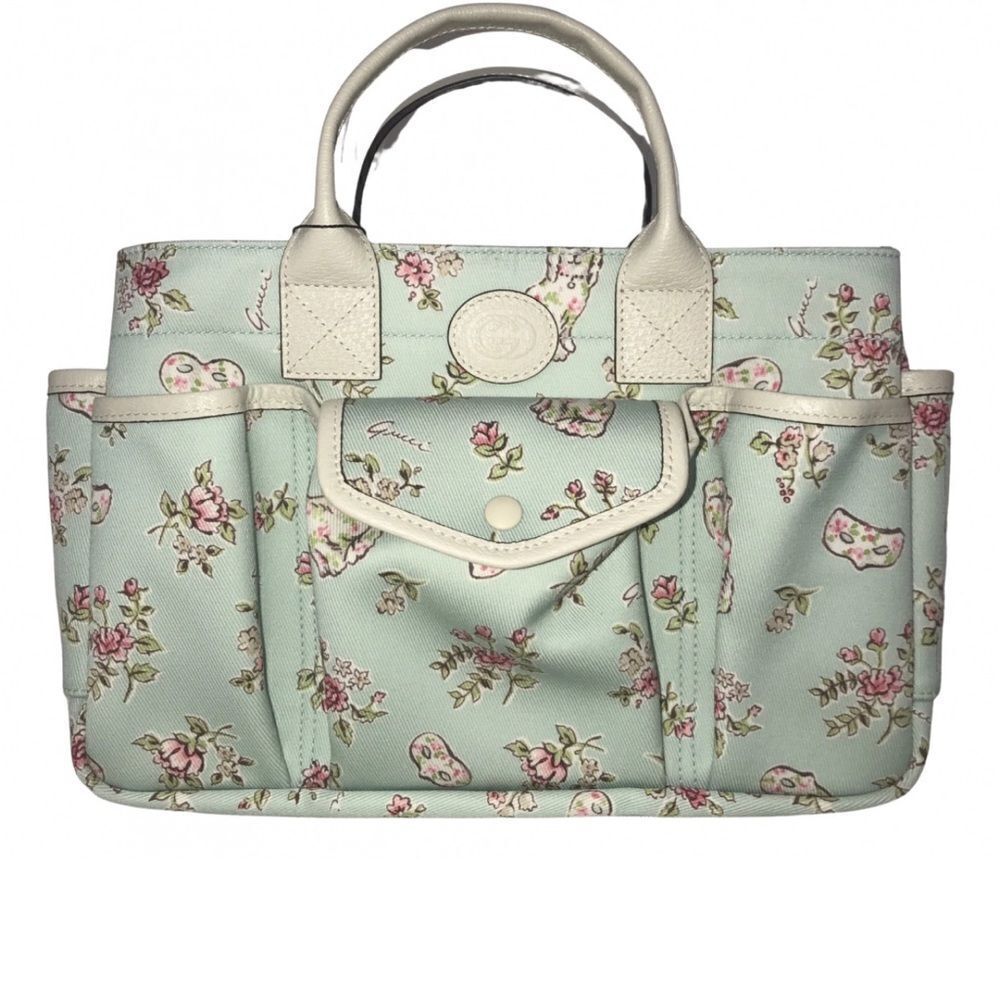 Gucci light green flora tote